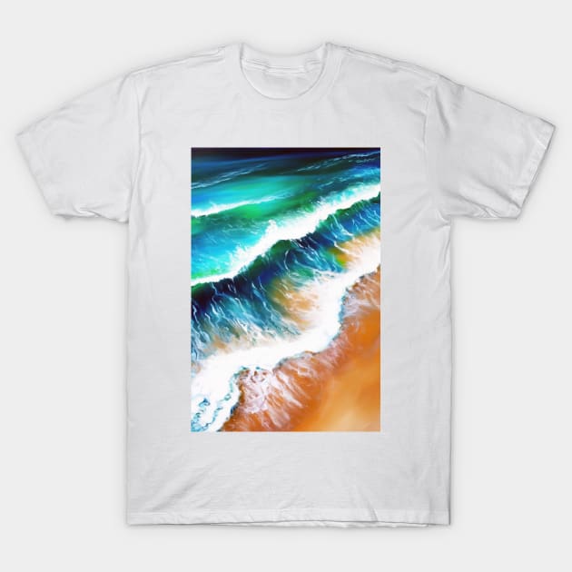 Wave Beach Ocean Nautical - Coastal Art Prints, Clothing, and Decor T-Shirt by laverdeden